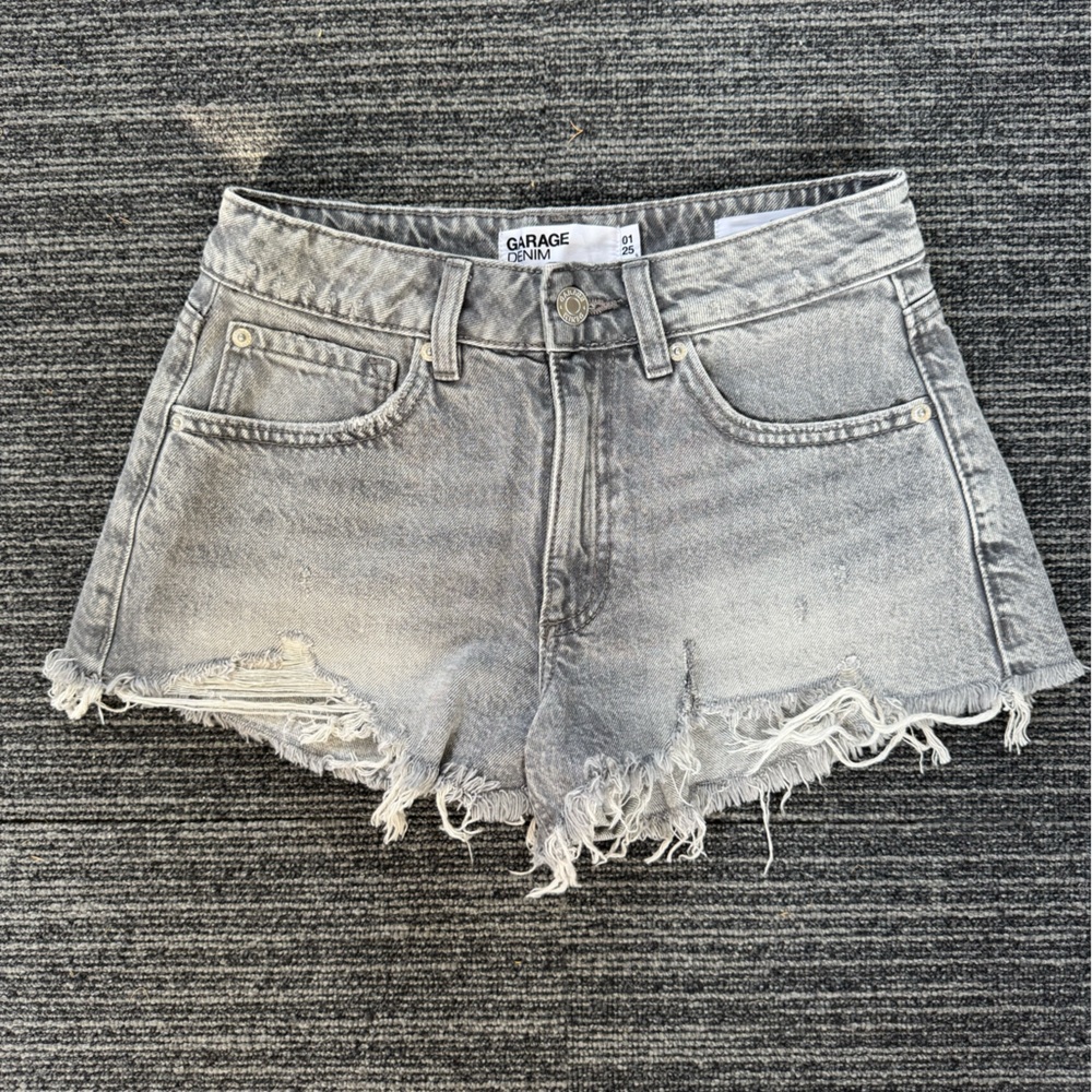 Garage Gray Jean Shorts with Distressed Hem